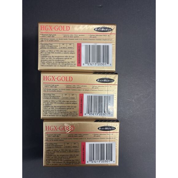 Lot of 3 Maxell VHS-C TC-30 HGX-GOLD Premium High Grade Video Tapes Sealed NEW - Picture 2 of 2